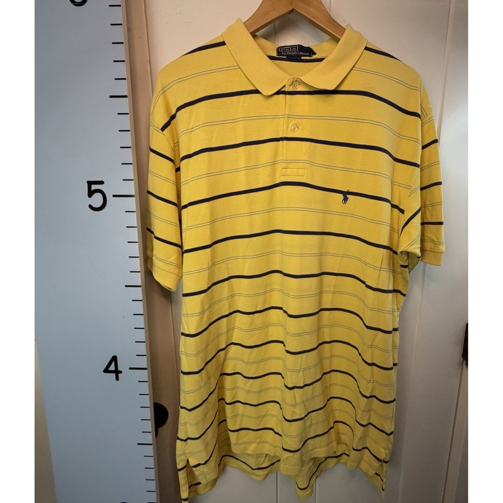 Polo Ralph Lauren Mens XXL Golf Polo Shirt Pony Logo Short Sleeve Yellow Striped
